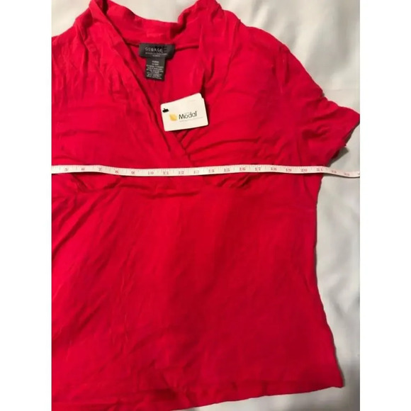 Women's George Red Short Sleeve V-Neck Top Size 1X 18W - Picture 4 of 5